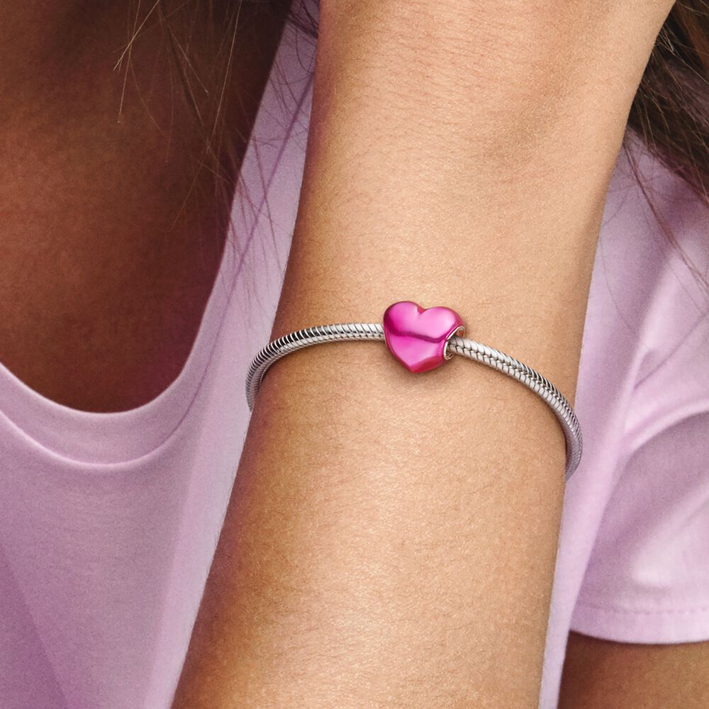 Pandora Pink Metallic Heart Charm