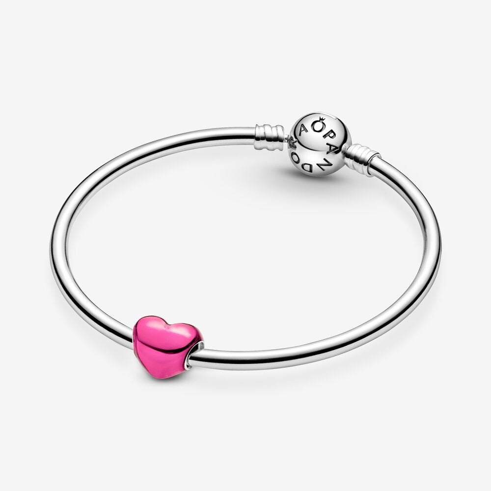 Pandora Pink Metallic Heart Charm
