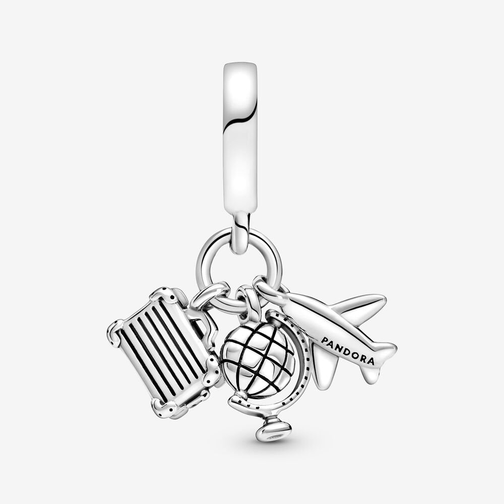 Pandora Airplane, Globe &amp; Suitcase Dangle Charm