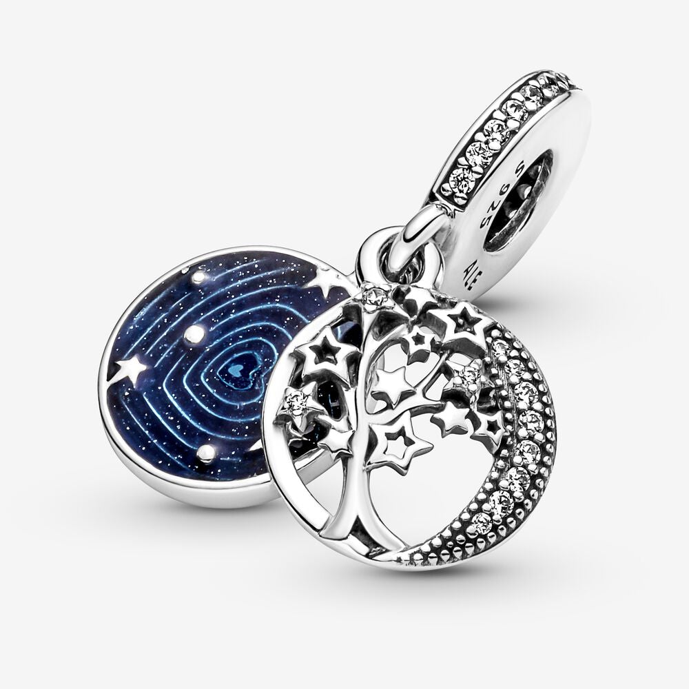 Pandora Double Dangle Tree &amp; Galaxy Moon Charm