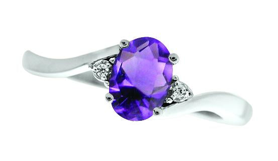 February Birthstone Ring with Diamond Accent set in 10K White Gold 87190210
