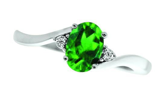 May Birthstone Ring with Diamond Accent set in 10K White Gold 87190510
