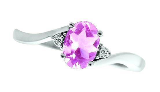 October Birthstone Ring with Diamond Accent set in 10K White Gold 87191010
