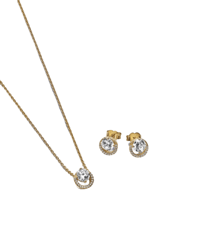 Pandora Sparkling Round Halo Jewelry Gift Set