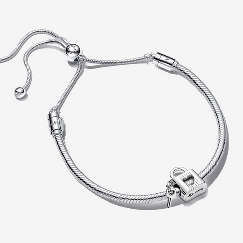 Pandora Open Heart Padlock & Key Bracelet Gift Set