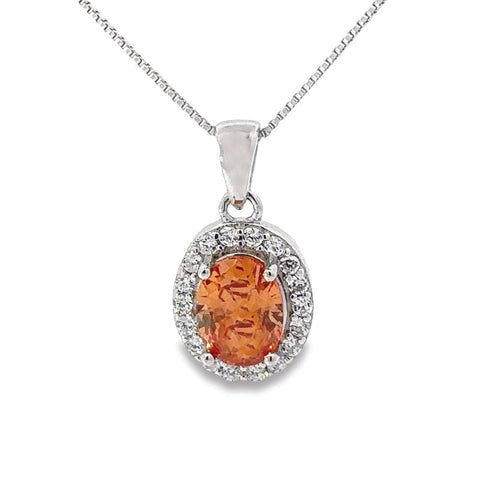 November Birthstone Yellow Color CZ Oval Pendant in Sterling Silver