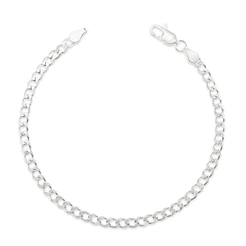Sterling Silver 3.8mm Curb Link Italian Bracelet