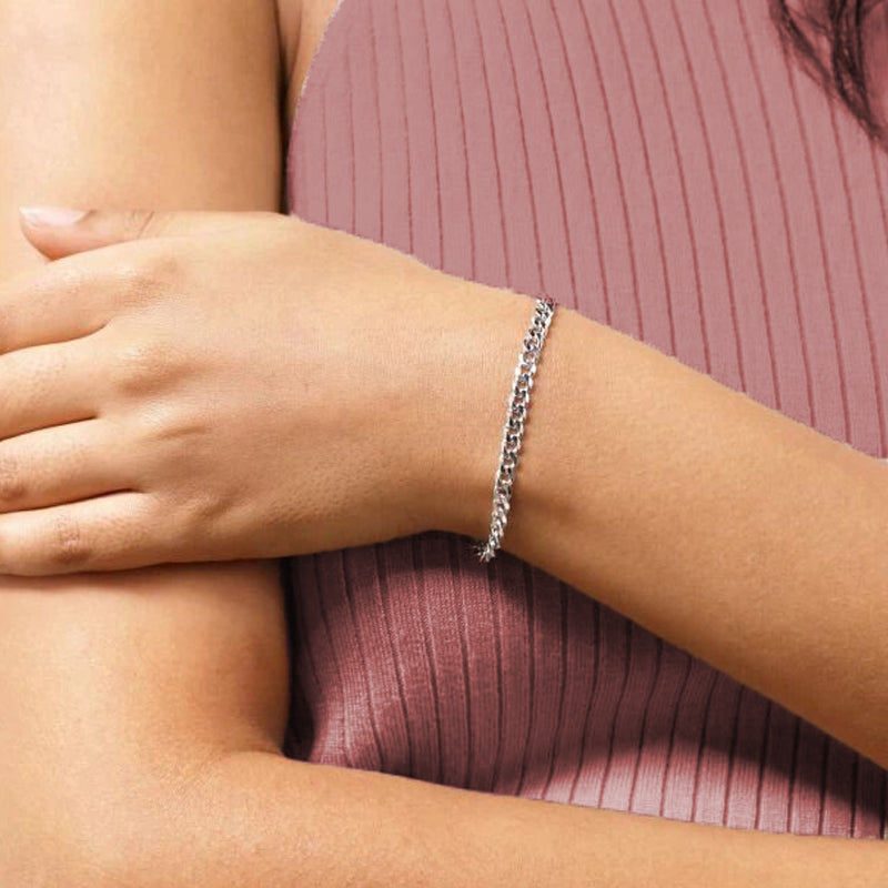 Sterling Silver 6.5&quot; 4.3mm Curb Link Italian Bracelet