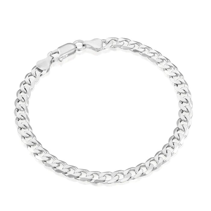 Sterling Silver 5.7mm Men&#39;s Curb Link Italian Bracelet