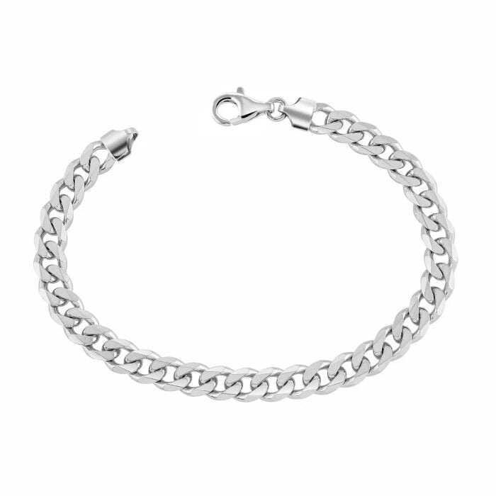 Sterling Silver 7.5mm Men&#39;s Curb Link Italian Bracelet