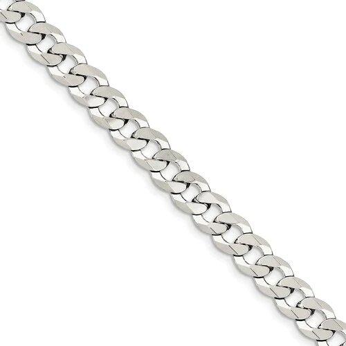 Sterling Silver 9.3mm Men&#39;s Curb Link Italian Bracelet