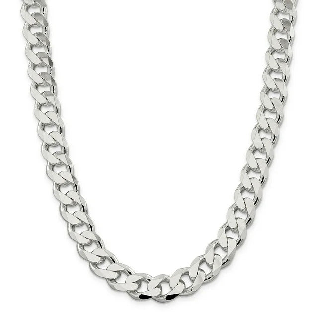 Sterling Silver Italian 22&quot; 12.9mm Men&#39;s Curb Link Chain