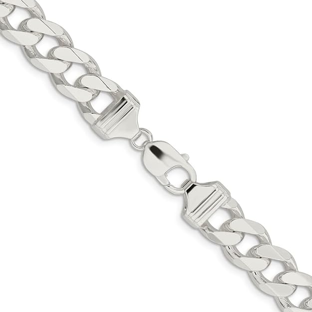 Sterling Silver Italian 22&quot; 12.9mm Men&#39;s Curb Link Chain