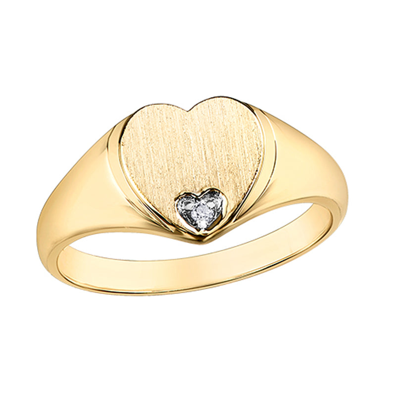 10K Yellow Gold Diamond Heart Baby Ring