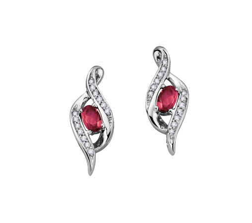 10k White Gold Ruby and Diamond Infinity Earrings