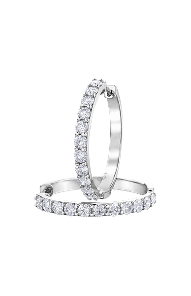 10K White Gold 3.00TDW Diamond Hoop Earrings