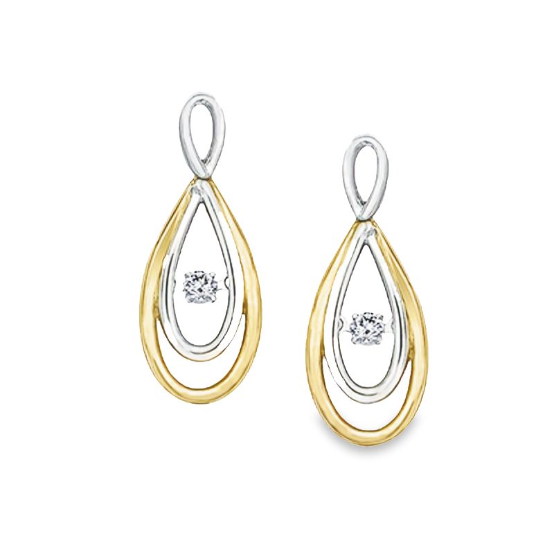 10K Yellow and White Gold 0.10TDW Diamond Pulse Earrings