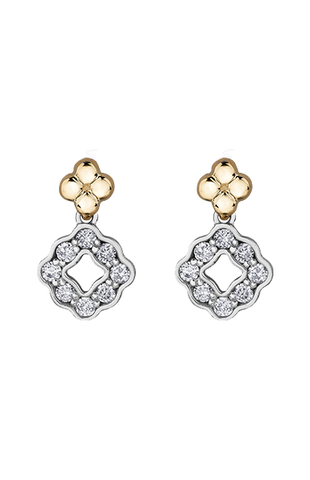 10K White and Yellow Gold 0.25TDW Diamond Floral Earrings