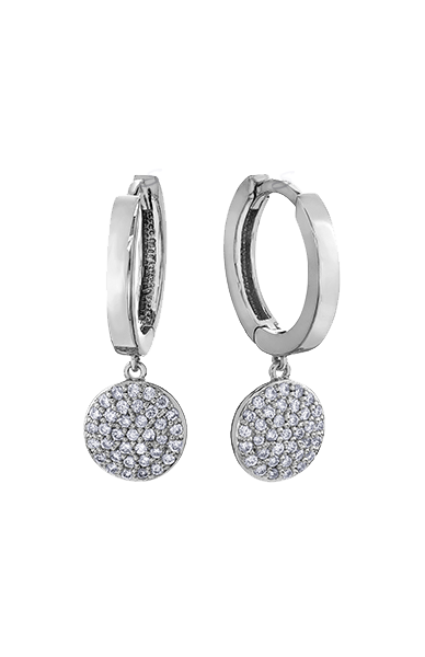 10K White Gold 0.30TDW Diamond Hoop with Dangle