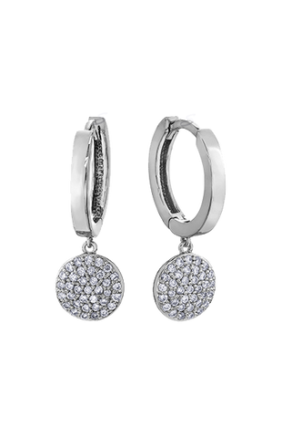10K White Gold 0.30TDW Diamond Hoop with Dangle