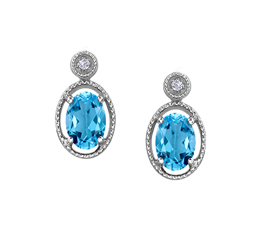 10k White Gold Blue Topaz Stud Earrings