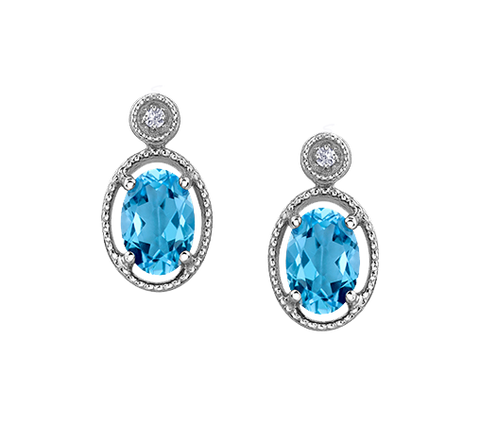 10k White Gold Blue Topaz Stud Earrings