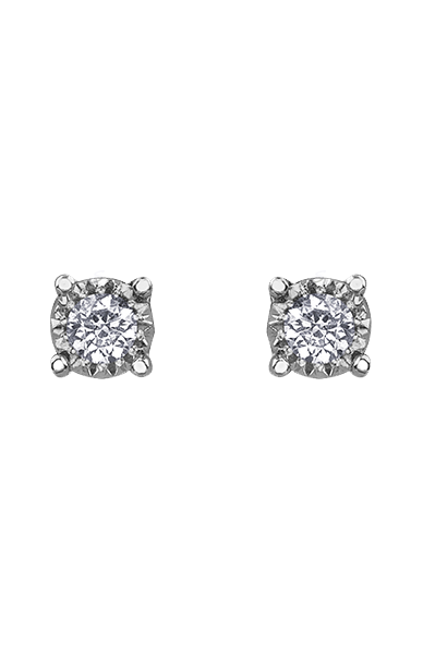 10K White Gold 0.05TDW Diamond Illusion Stud Earrings