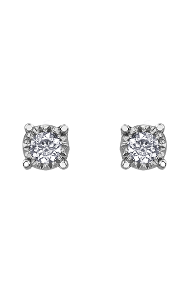 10K White Gold 0.35TDW Diamond Illusion Set Stud Earrings