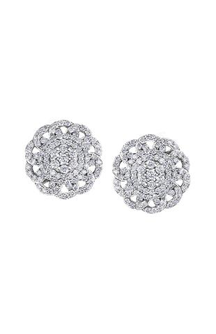 10K White Gold 1.00TDW Diamond Floral Stud Earrings