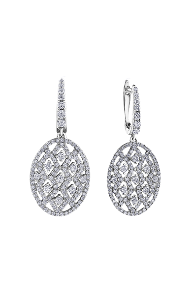 10K White Gold 1.50TDw Diamond Fancy French Clip Earrings With Dangle