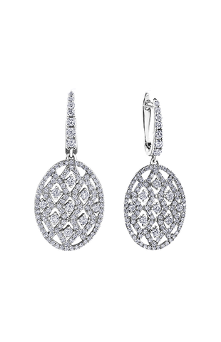 10K White Gold 1.50TDw Diamond Fancy French Clip Earrings With Dangle