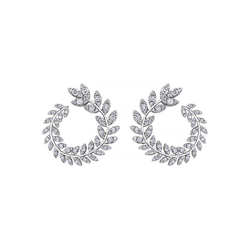 2.00TDW Diamond Fancy and 14K White Gold Earrings