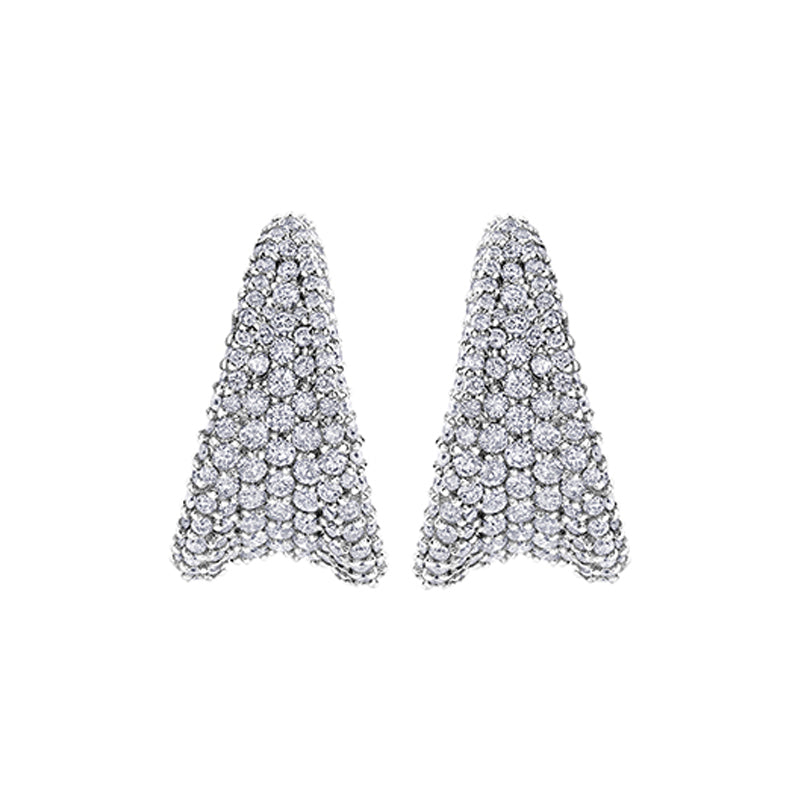 2.25TDW Diamond Pave Clip Earrings in 14K White Gold
