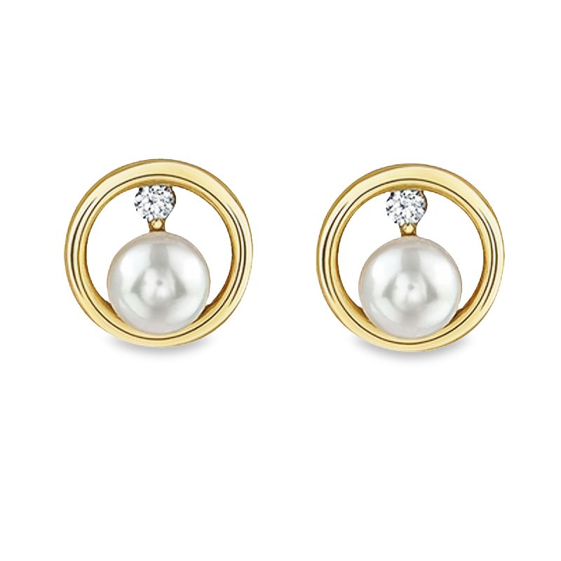 5mm FW Pearl Earrings in 10K Yellow Gold