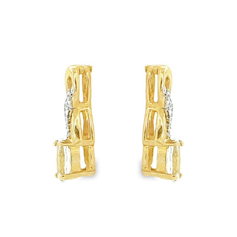 March Birthstone Aqua Infinity Style Earring with 0.05TDW Diamond Accent set in 10k Yellow Gold