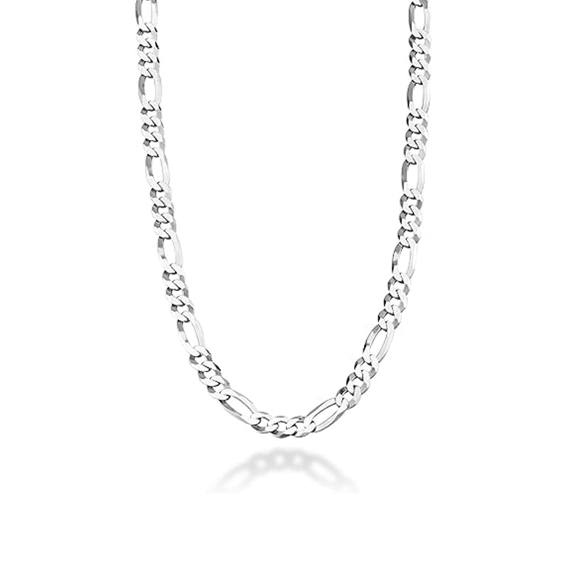 Sterling Silver 24&quot; 6.8mm Italian Men&#39;s Figaro Link Chain