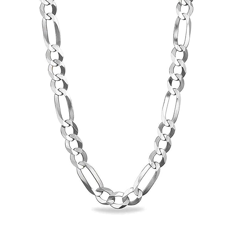Sterling Silver 20&quot; 7.5mm Italian Men&#39;s Figaro Link Chain