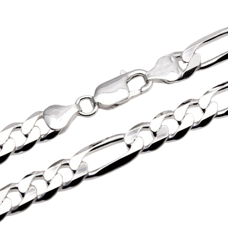 Sterling Silver 22&quot; 7.5mm Italian Men&#39;s Figaro Link Chain