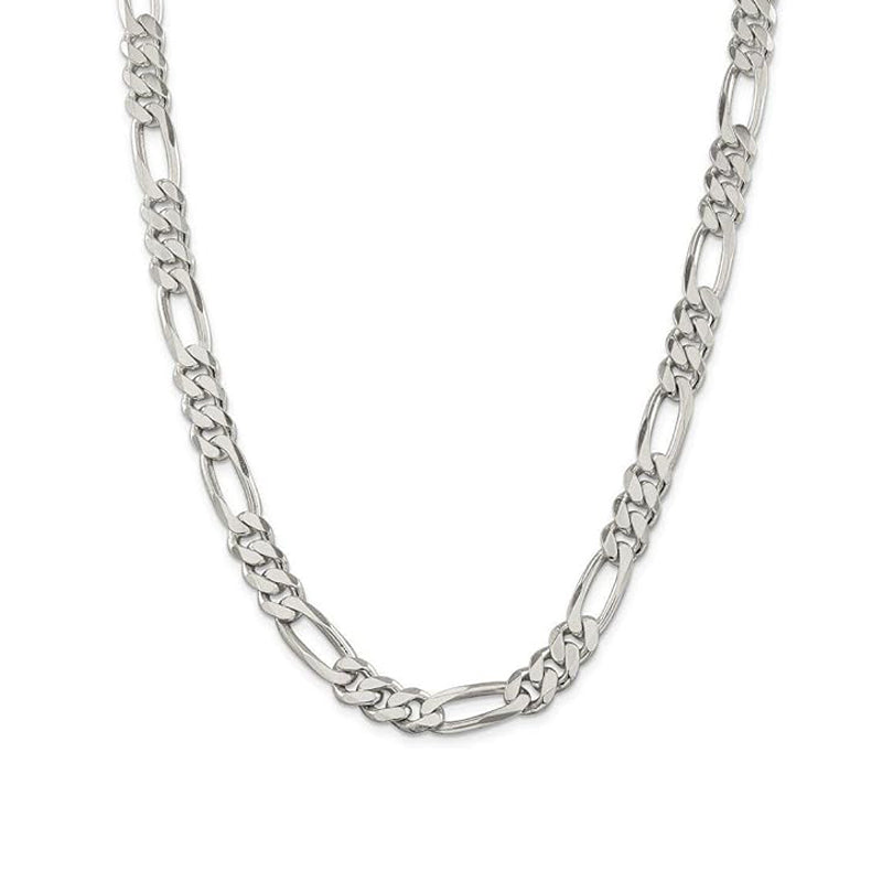 Sterling Silver 24&quot; 9.2mm Italian Men&#39;s Figaro Link Chain