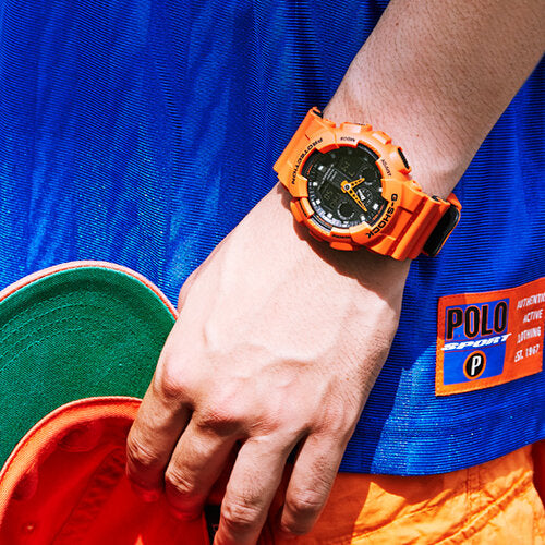 G-Shock Orange Resin Multifunction Men&#39;s Watch GA100L-4A