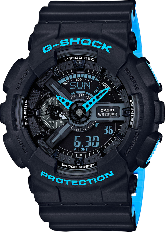 G-Shock Black Dial Multifunction Two Tone Men&#39;s Watch GA110LN-1A