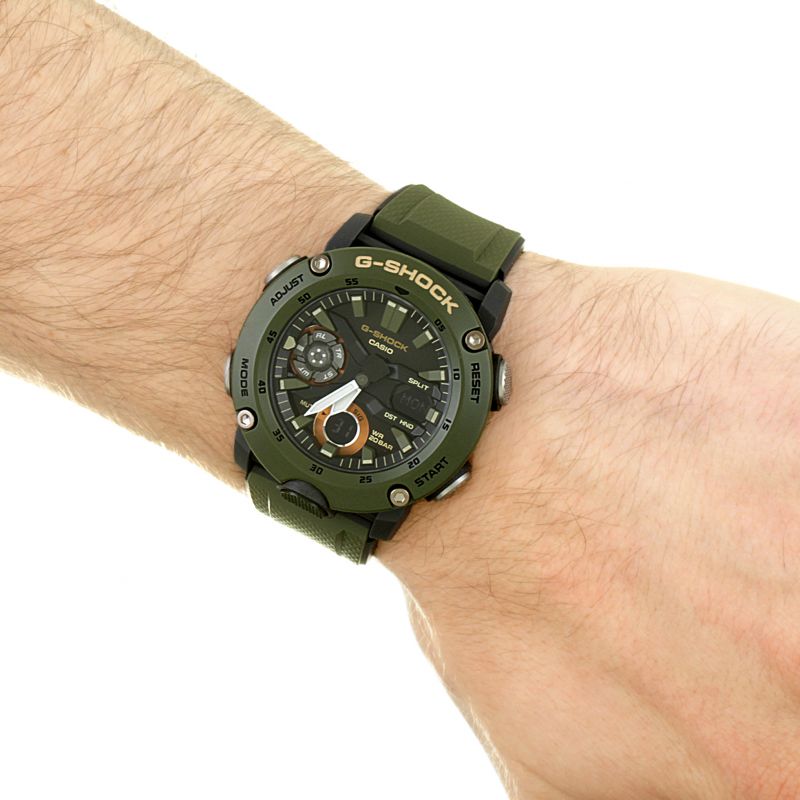 G-Shock Analog-Digital Carbon Core Guard Olive Green Men&#39;s Watch GA2000-3A