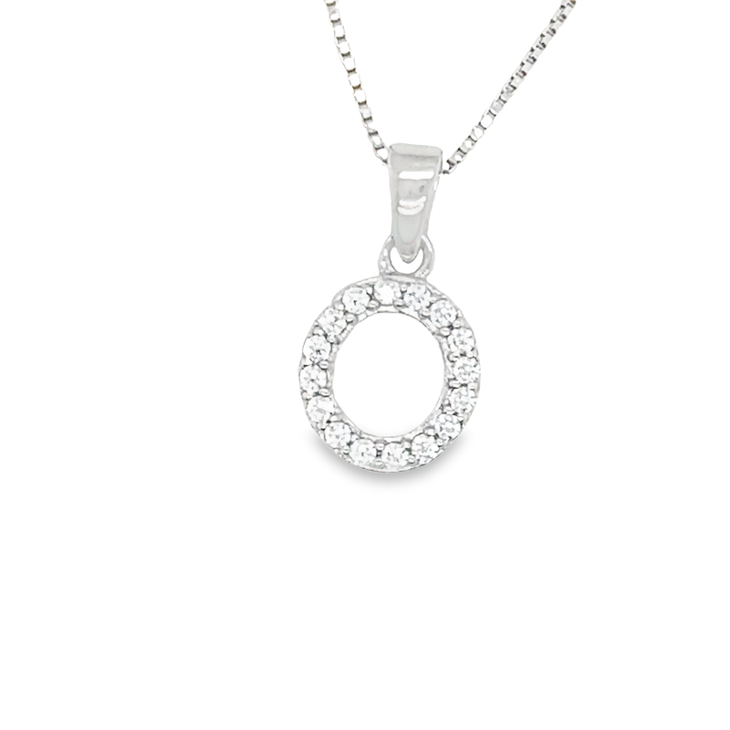 Sterling Silver Cubic Zirconia Initial Letter &quot;O&quot; Pendant