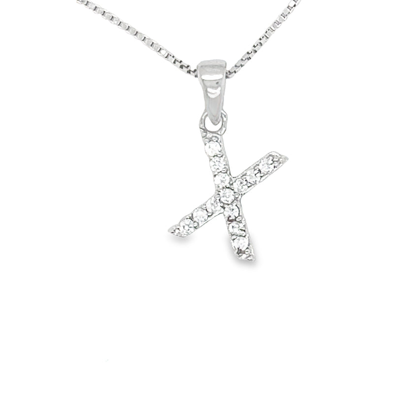 Sterling Silver Cubic Zirconia Initial Letter &quot;X&quot; Pendant