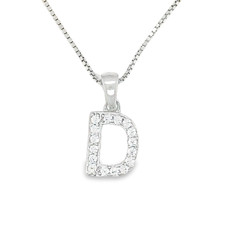 Sparkling Sterling Silver CZ Initial Letter D Pendant