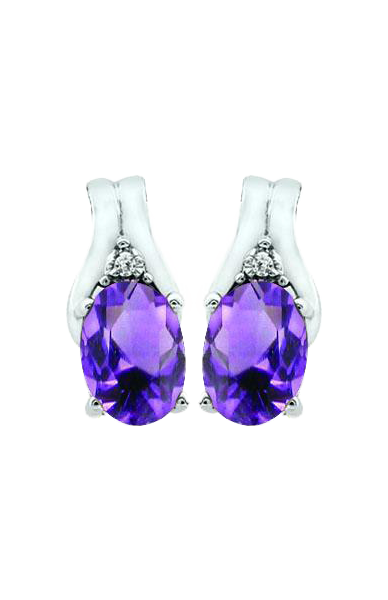 February Birthstone Earring with Diamond Accent set in 10k Yellow gold 84190220