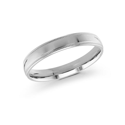 10, 14 Karat 3mm Solid White Gold High Polish Milgrain Edge Wedding Band