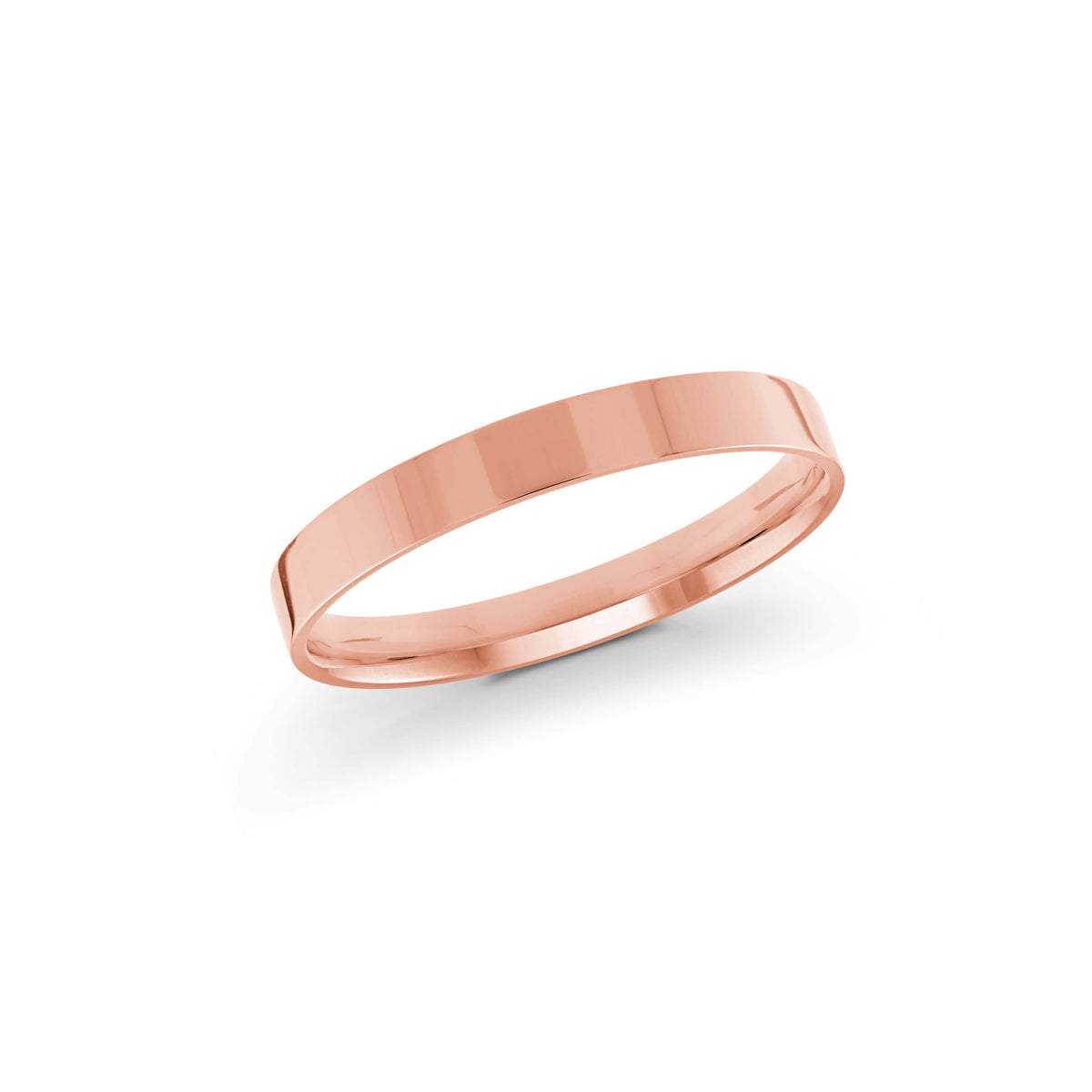 10, 14 Karat Pink Gold 2mm High Polish Flat Comfort Fit Wedding Band