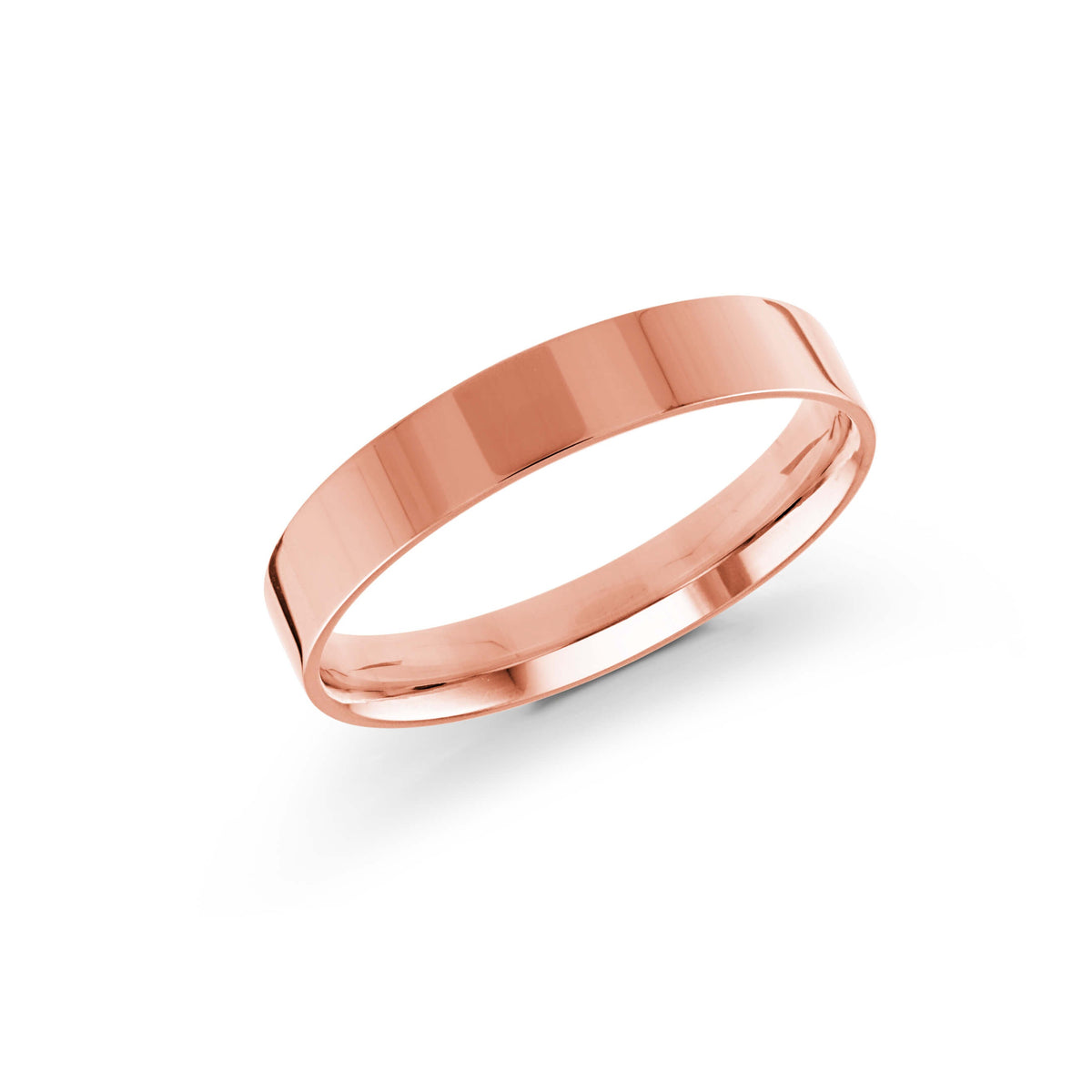 10, 14 Karat Pink Gold 4mm High Polish Flat Comfort Fit Wedding Band