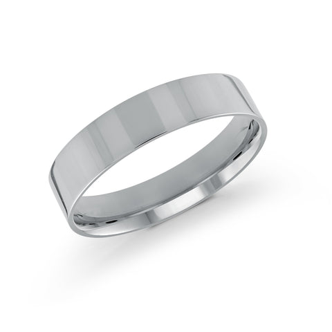 10, 14 Karat White Gold 5mm High Polish Flat Comfort Fit Wedding Band